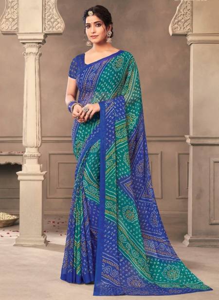 Sea Green And Blue Colour Ruchi Kesariya Chiffon 65th Edition Daily Wear Chiffon Saree Collection 12002 B